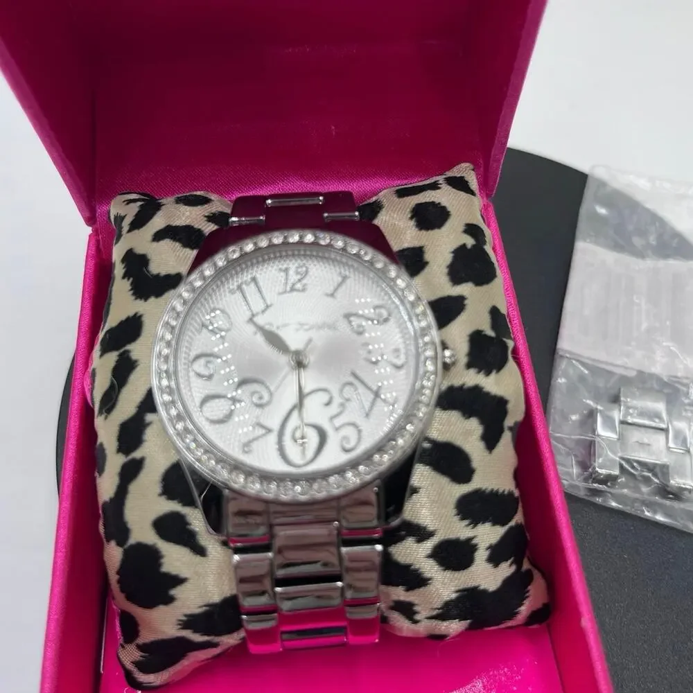 Betsey Johnson Women's BJ4128 Crystals Bezel Stainless Steel‎ Bracelet Watch